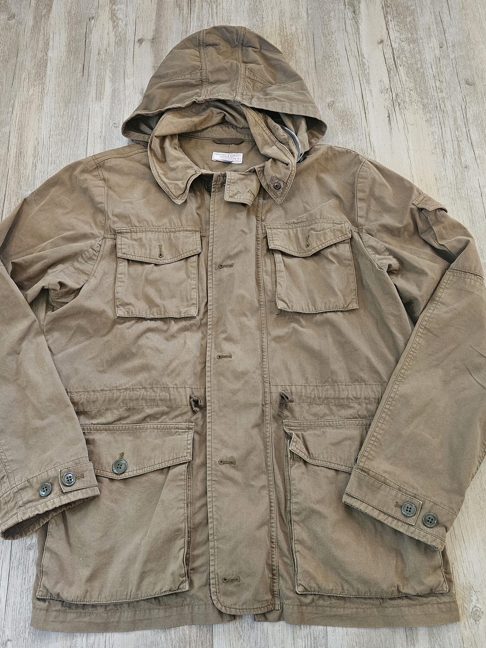 Wallace & Barnes Men's Brown Canvas Hooded Military Utility Jacket Large Tall